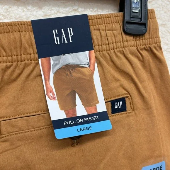 LARGE - GAP - Men’s Pull-On Khaki Shorts with Drawstring NEW - Picture 10 of 11